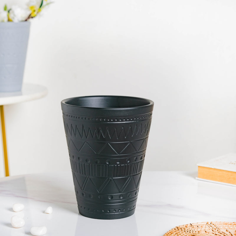 Black Tall Textured Pot - Indoor planters and flower pots | Home decor items