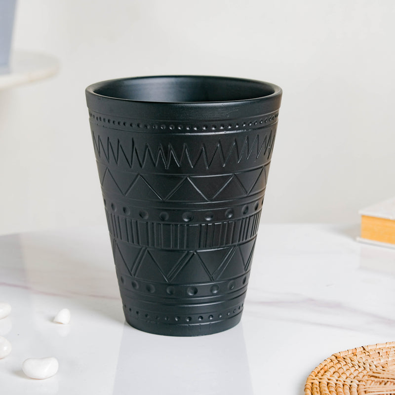 Black Tall Textured Pot - Indoor planters and flower pots | Home decor items