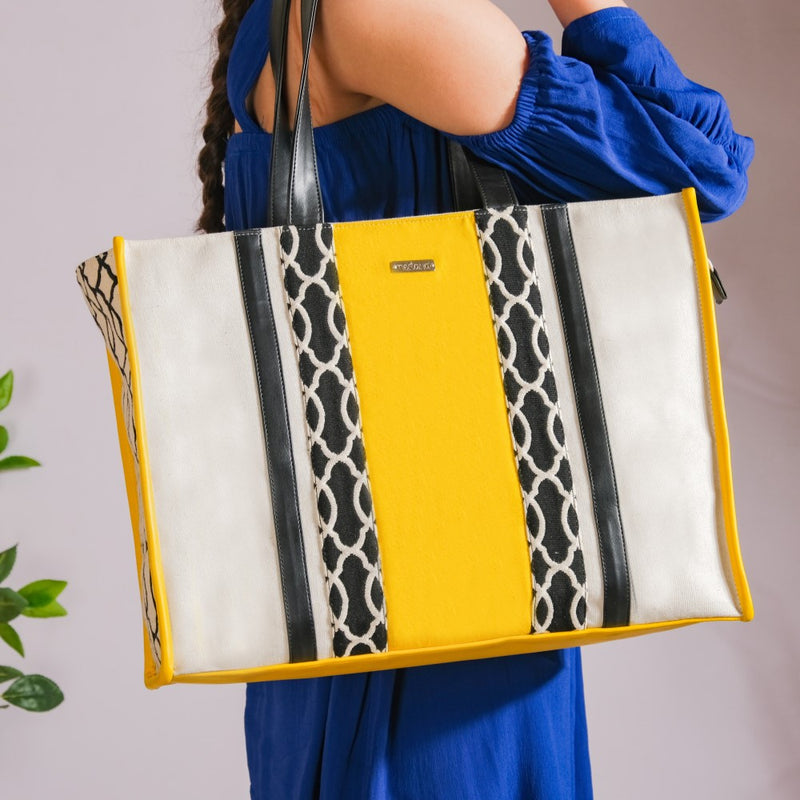 Canvas Cotton Tote Bag Yellow Set Of 2