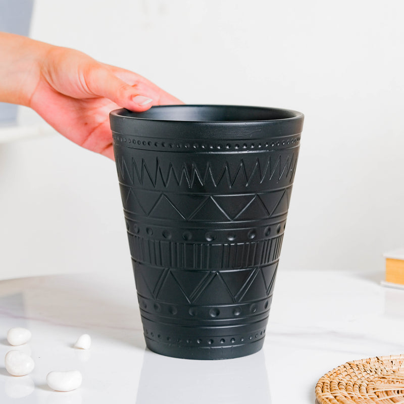 Black Tall Textured Pot - Indoor planters and flower pots | Home decor items