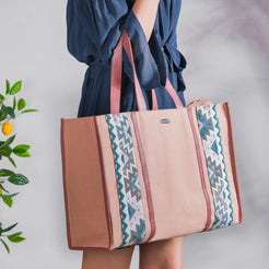 Sustainable Carryall Handbag Pink Large 13 X 12 Inch