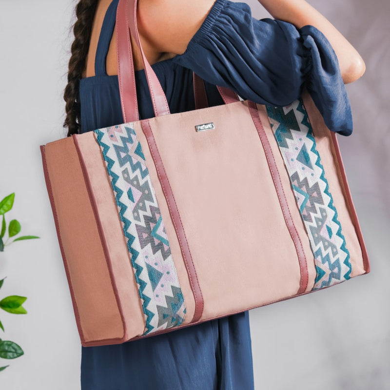 Sustainable Carryall Handbag Pink Large 13 X 12 Inch