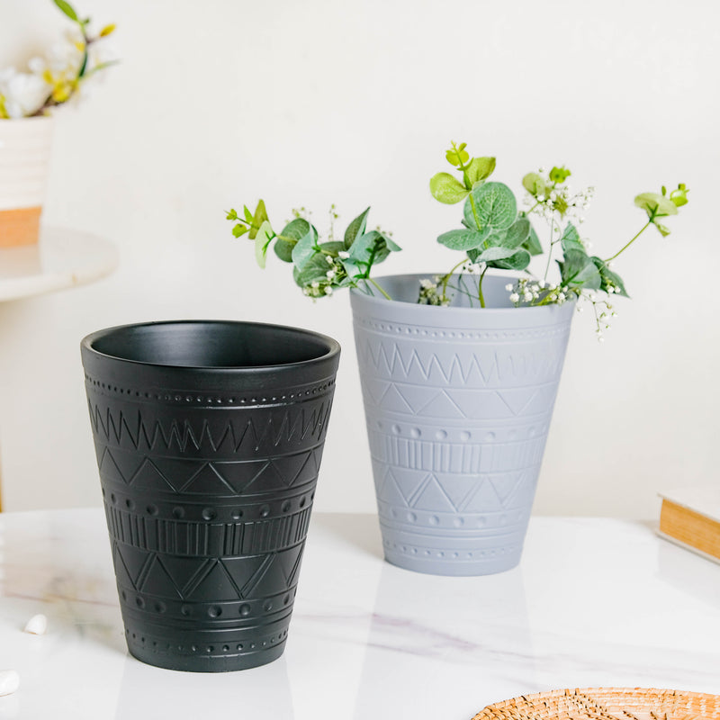 Black Tall Textured Pot - Indoor planters and flower pots | Home decor items