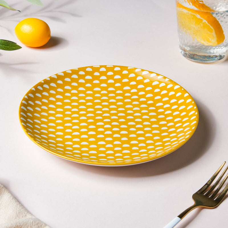 Geometric Mustard Snack Plate 7.5 Inch Set Of 2 - Serving plate, snack plate, dessert plate | Plates for dining & home decor