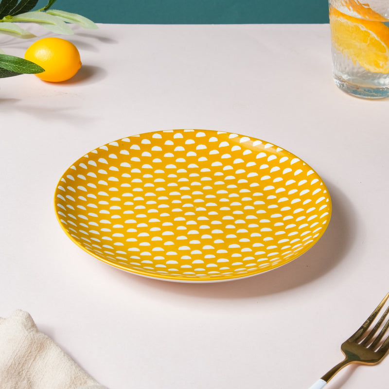 Geometric Mustard Snack Plate 7.5 Inch Set Of 2 - Serving plate, snack plate, dessert plate | Plates for dining & home decor