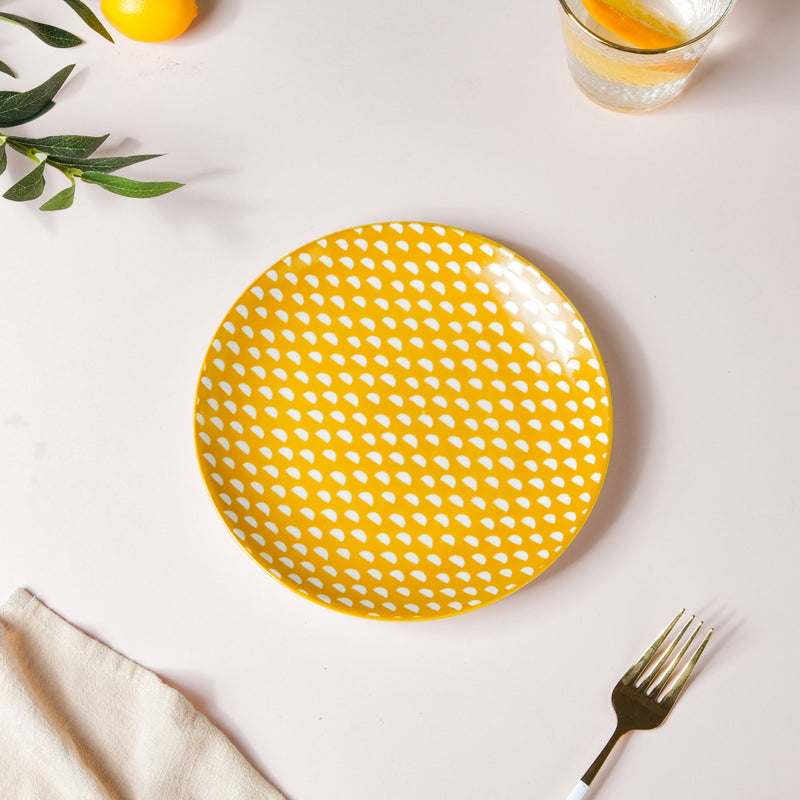 Geometric Mustard Snack Plate 7.5 Inch Set Of 2 - Serving plate, snack plate, dessert plate | Plates for dining & home decor