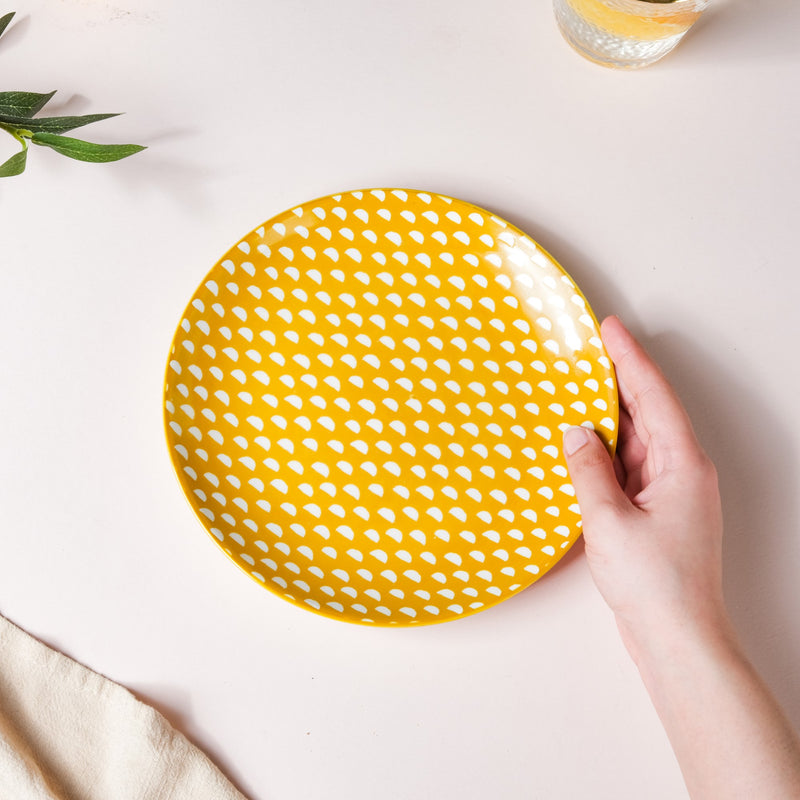 Geometric Mustard Snack Plate 7.5 Inch Set Of 2 - Serving plate, snack plate, dessert plate | Plates for dining & home decor