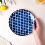 Shibori Chequered Starter Plate Blue 7.5 Inch Set Of 2 - Serving plate, snack plate, dessert plate | Plates for dining & home decor