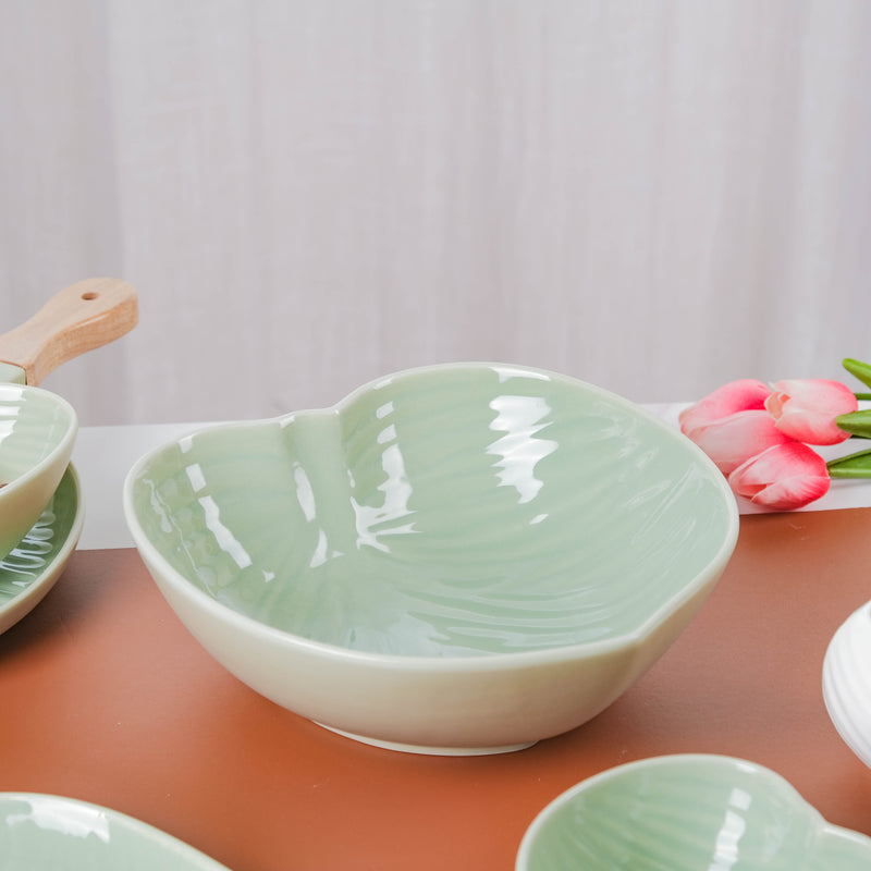Taro Leaf Serving Bowl 9 Inch - Bowl, ceramic bowl, serving bowls, noodle bowl, salad bowls, bowl for snacks, large serving bowl | Bowls for dining table & home decor