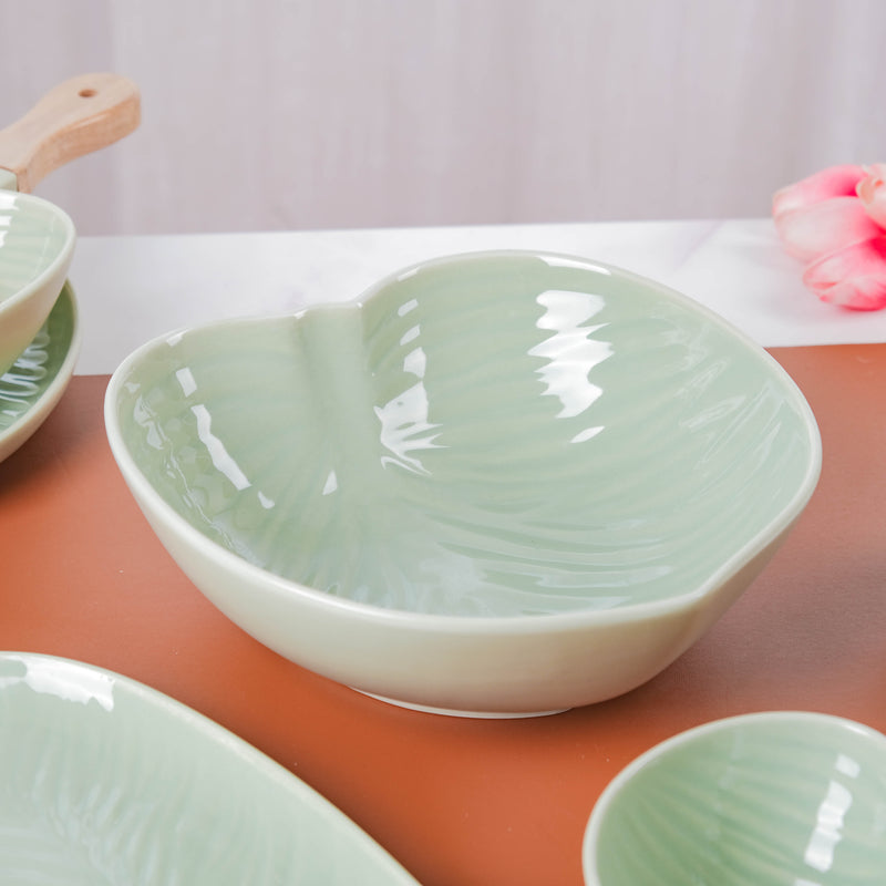 Taro Leaf Serving Bowl 9 Inch - Bowl, ceramic bowl, serving bowls, noodle bowl, salad bowls, bowl for snacks, large serving bowl | Bowls for dining table & home decor