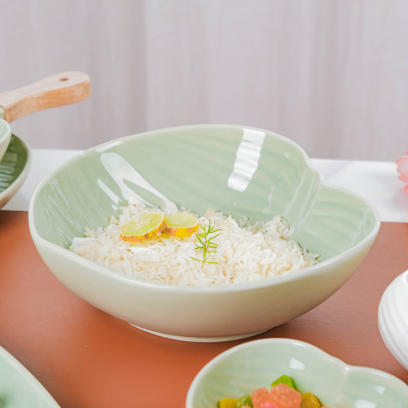 Taro Leaf Serving Bowl 9 Inch - Bowl, ceramic bowl, serving bowls, noodle bowl, salad bowls, bowl for snacks, large serving bowl | Bowls for dining table & home decor