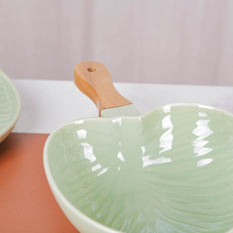 Taro Leaf Bowl With Handle Serving Bowl 8.5 Inch - Serving bowls, noodle bowl, snack bowl, popcorn bowls | Bowls for dining & home decor