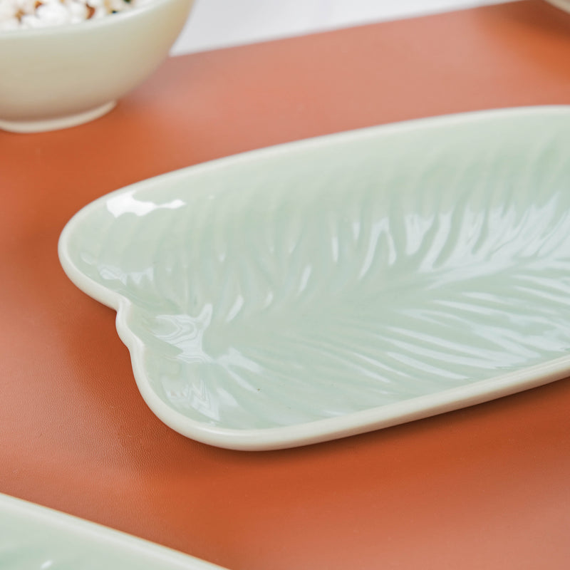 Taro Leaf Platter 10 Inch - Ceramic platter, serving platter, fruit platter | Plates for dining table & home decor