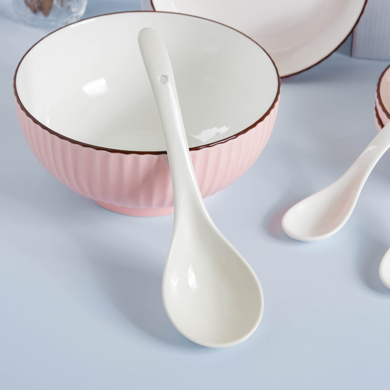 Pink Blossom 18 Piece Pasta Set For 4
