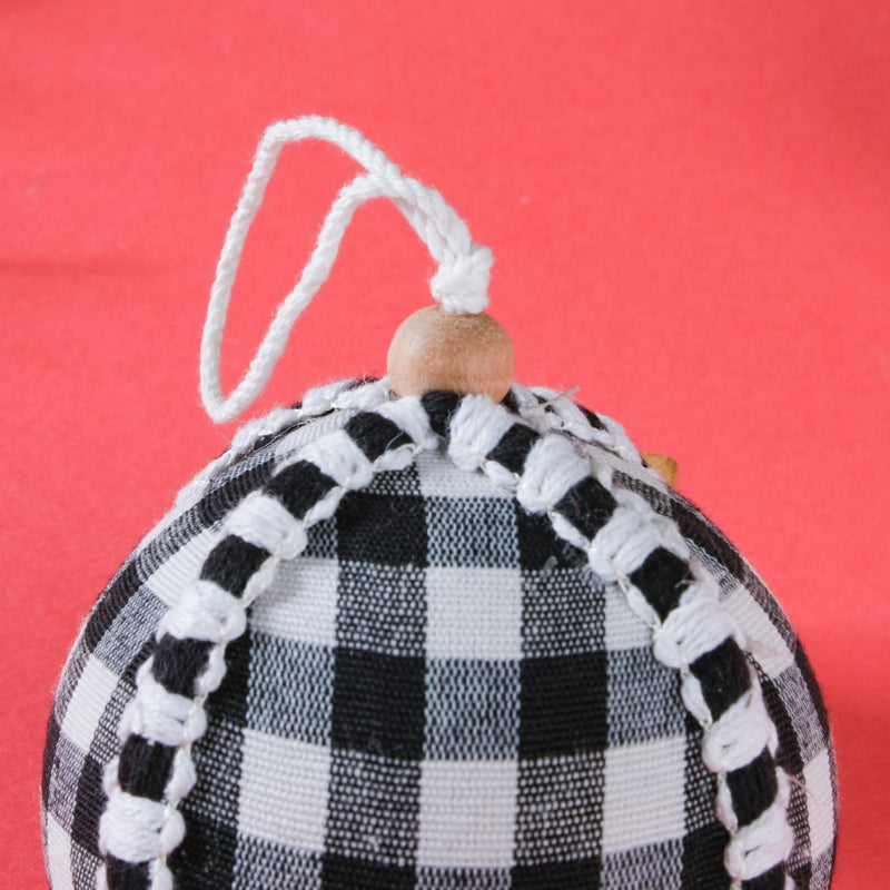 Plaid Christmas Ball Ornament Set Of 2 - Showpiece | Home decor item | Room decoration item