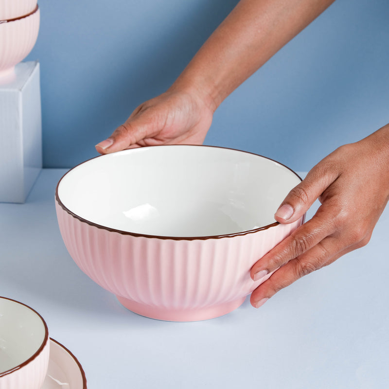 Pink Blossom 18 Piece Pasta Set For 4