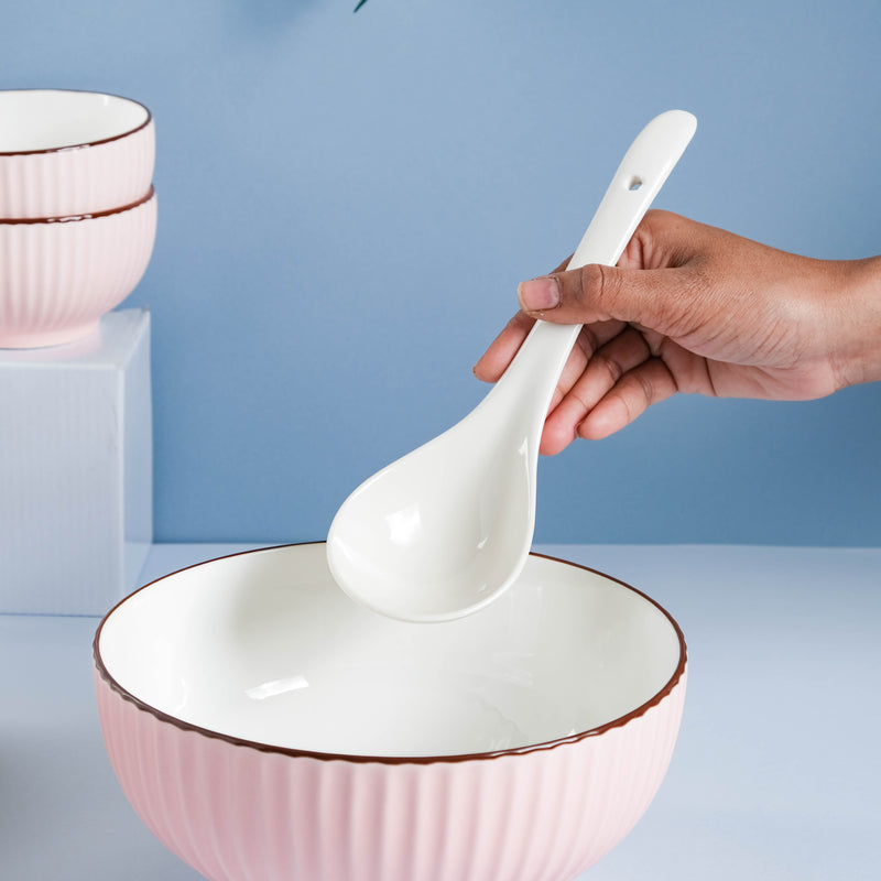Pink Blossom 18 Piece Pasta Set For 4