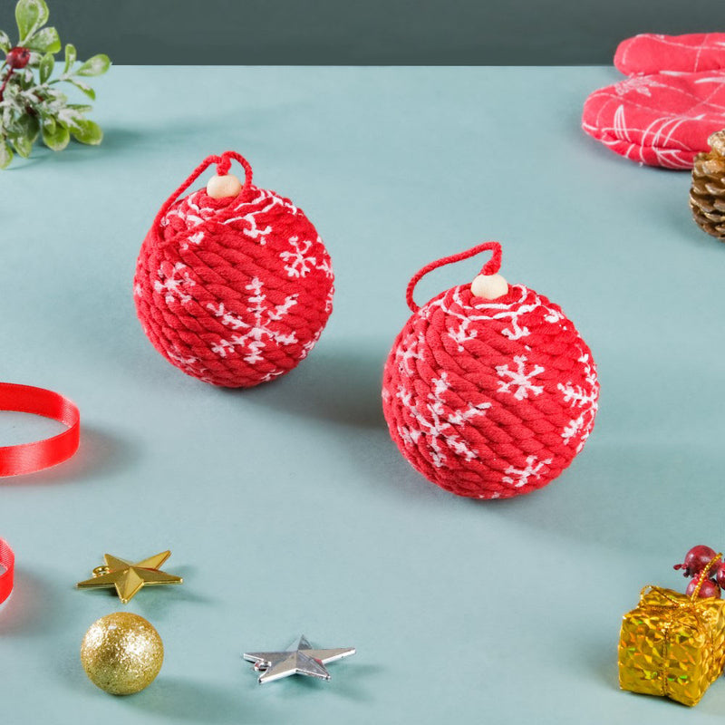 Snowflake Christmas Bauble Set Of 2 - Showpiece | Home decor item | Room decoration item