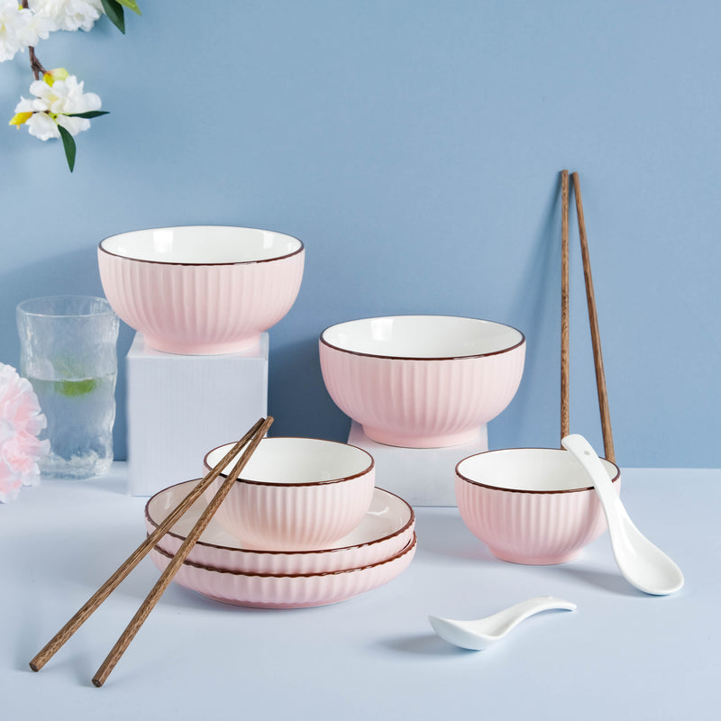 Rosy Bowl and Plate Set