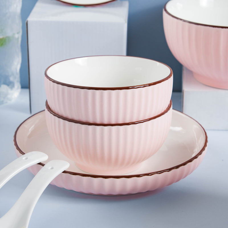 Rosy Bowl and Plate Set