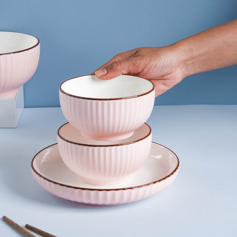 Rosy Bowl and Plate Set