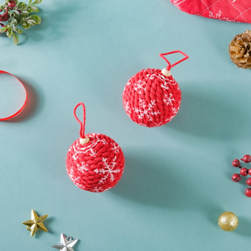 Snowflake Christmas Bauble Set Of 2 - Showpiece | Home decor item | Room decoration item