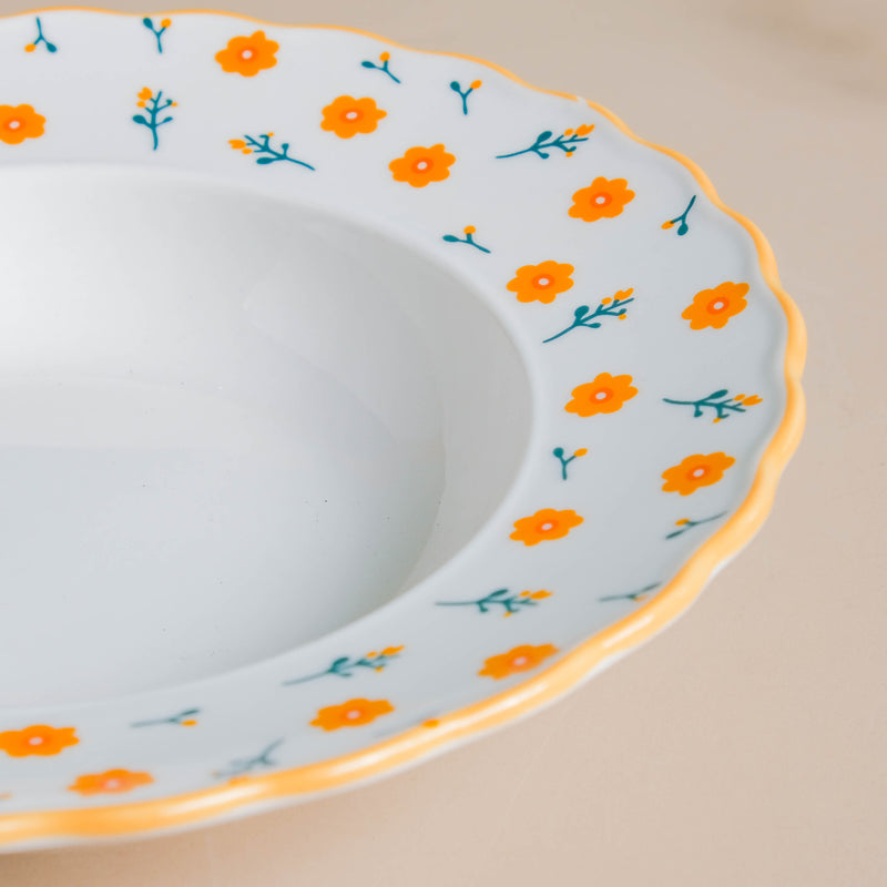 Enchanted Summer Pasta Plate Orange - Serving plate, pasta plate, lunch plate, deep plate | Plates for dining table & home decor
