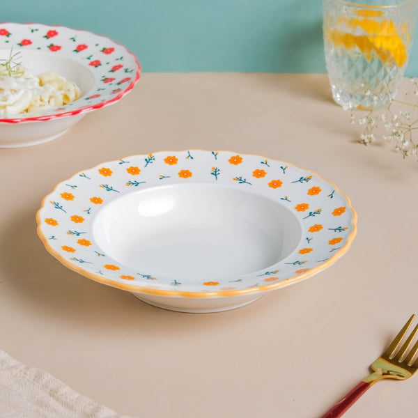 Enchanted Summer Pasta Plate Orange - Serving plate, pasta plate, lunch plate, deep plate | Plates for dining table & home decor