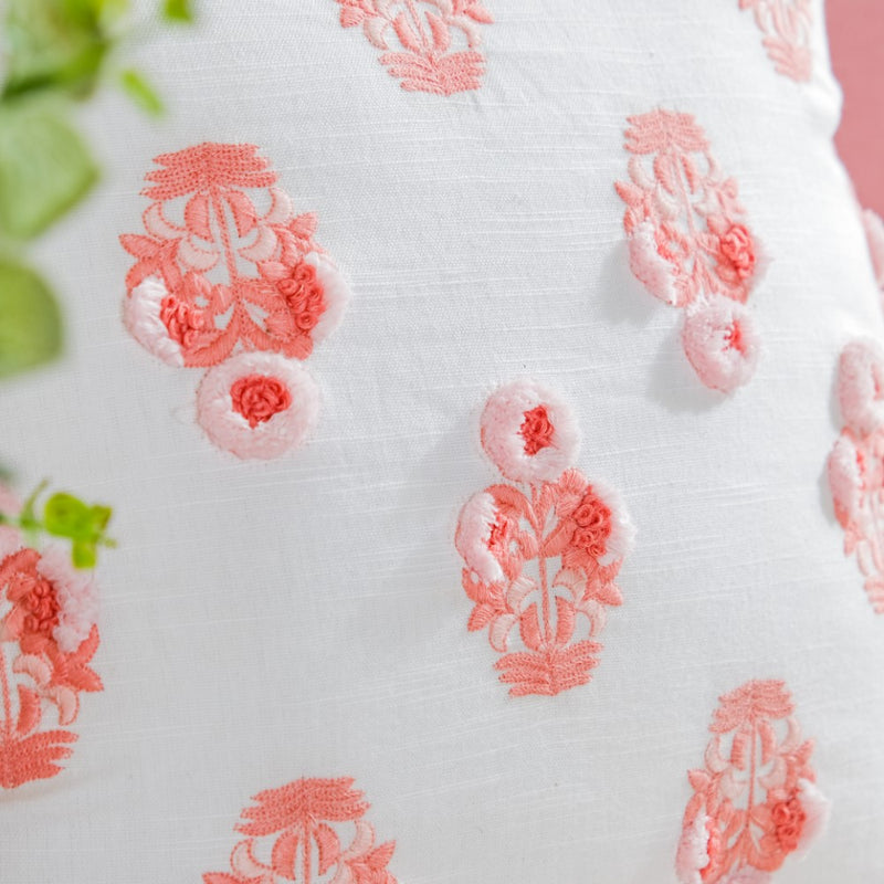 Traditional Florals Cotton Cushion Cover Peach 16 inch