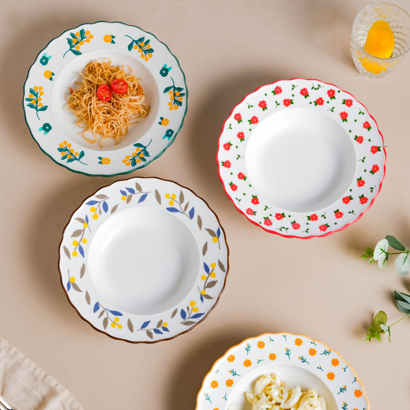 Enchanted Summer Pasta Plate Orange - Serving plate, pasta plate, lunch plate, deep plate | Plates for dining table & home decor