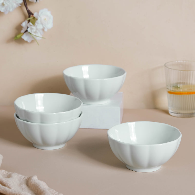 Scalloped Mint Bowl Set of 4 - Bowl, soup bowl, ceramic bowl, snack bowls, curry bowl, popcorn bowls | Bowls for dining table & home decor