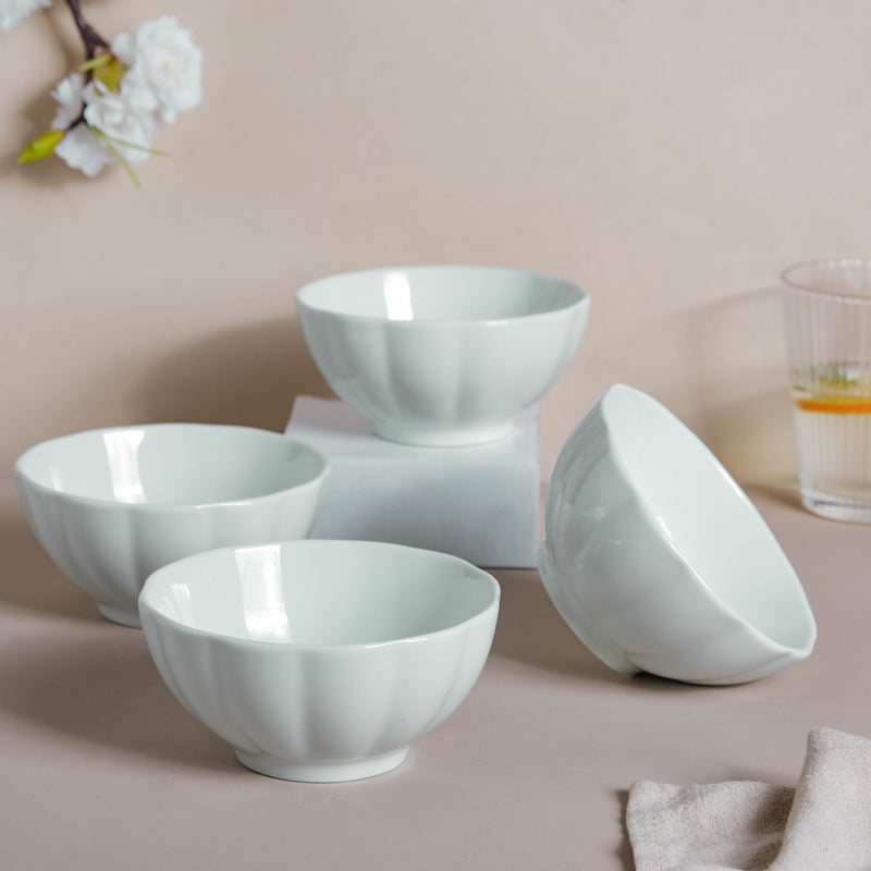 Scalloped Mint Bowl Set of 4 - Bowl, soup bowl, ceramic bowl, snack bowls, curry bowl, popcorn bowls | Bowls for dining table & home decor