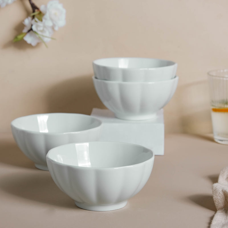 Scalloped Mint Bowl Set of 4 - Bowl, soup bowl, ceramic bowl, snack bowls, curry bowl, popcorn bowls | Bowls for dining table & home decor