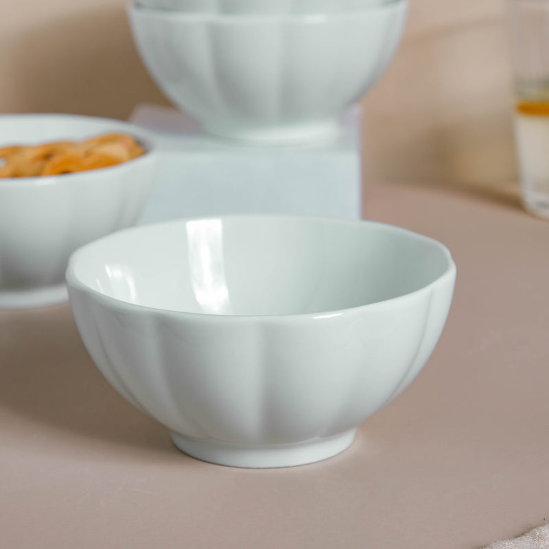 Scalloped Mint Bowl Set of 4 - Bowl, soup bowl, ceramic bowl, snack bowls, curry bowl, popcorn bowls | Bowls for dining table & home decor