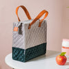 Luxe Velvet Lunch Bag Grey And Green