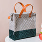 Luxe Velvet Lunch Bag Grey And Green