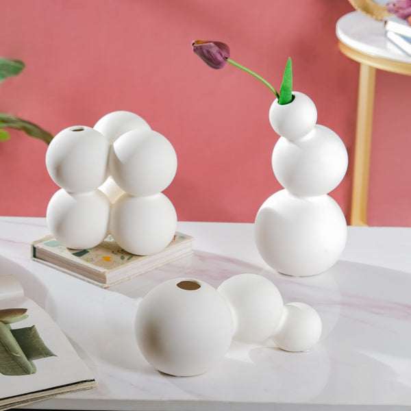 Bubble Bud Ceramic Vase - Flower vase for home decor, office and gifting | Room decoration items