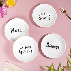 French Plates Set of 4 - Serving plate, snack plate, dessert plate | Plates for dining & home decor