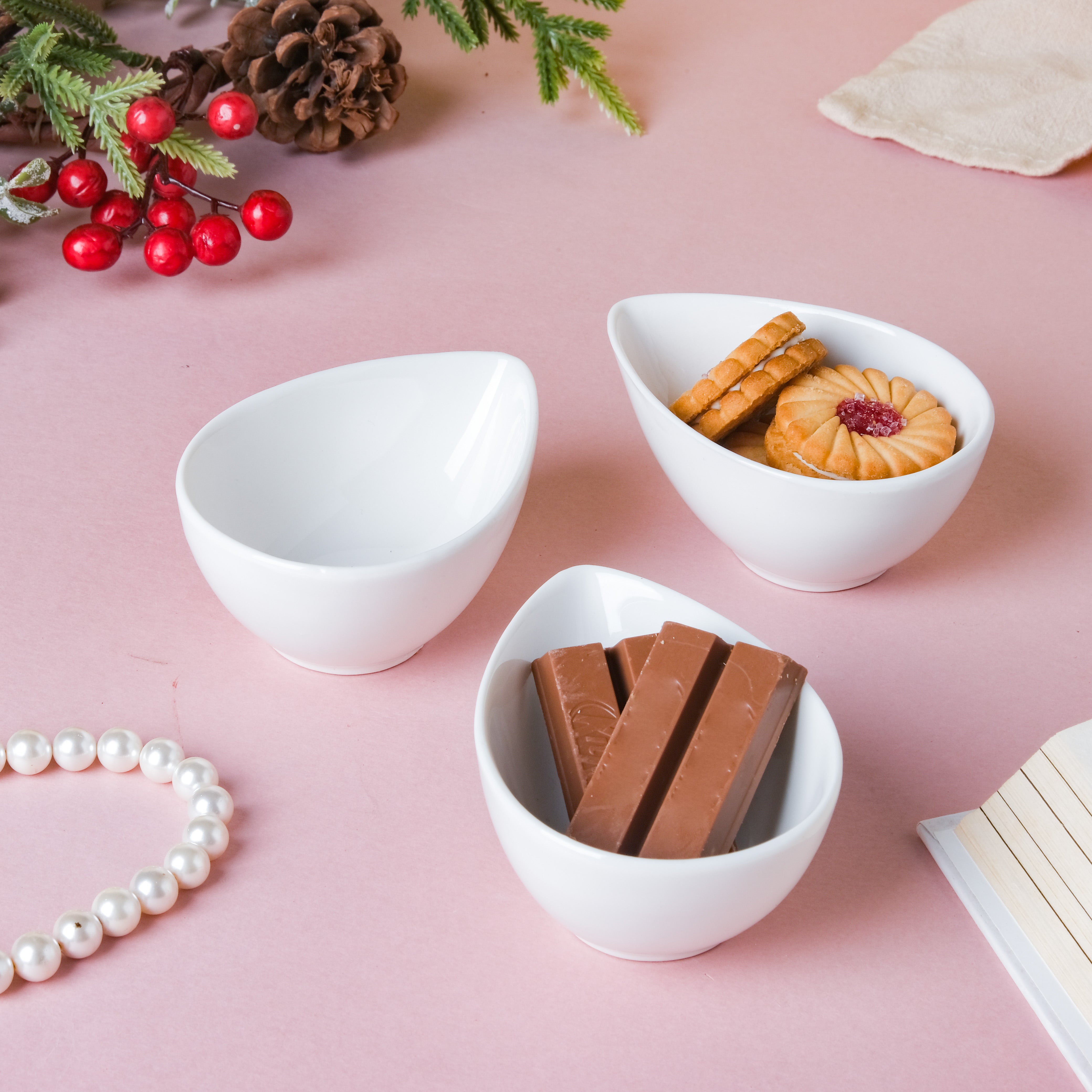 Ceramic Christmas Snack Bowls - Set of 3