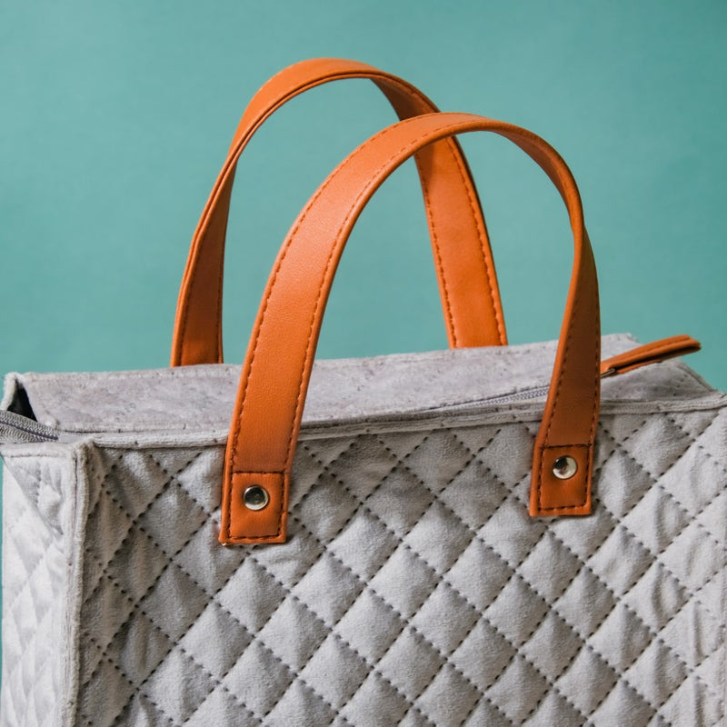 Luxe Velvet Lunch Bag Grey And Brown