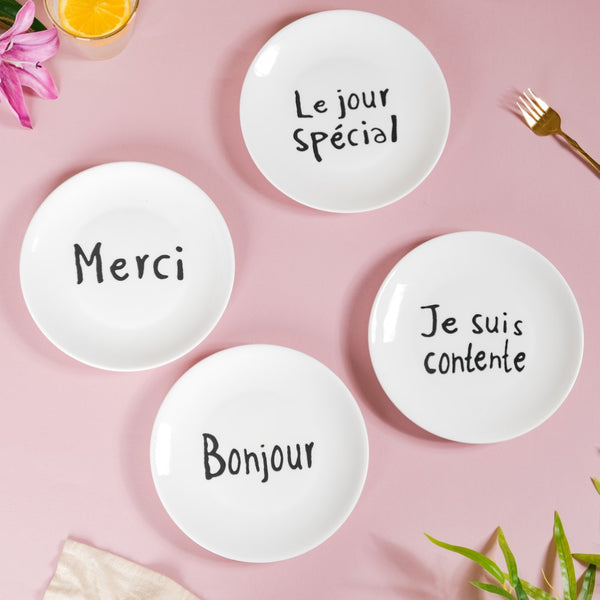French Plates Set of 4 - Serving plate, snack plate, dessert plate | Plates for dining & home decor