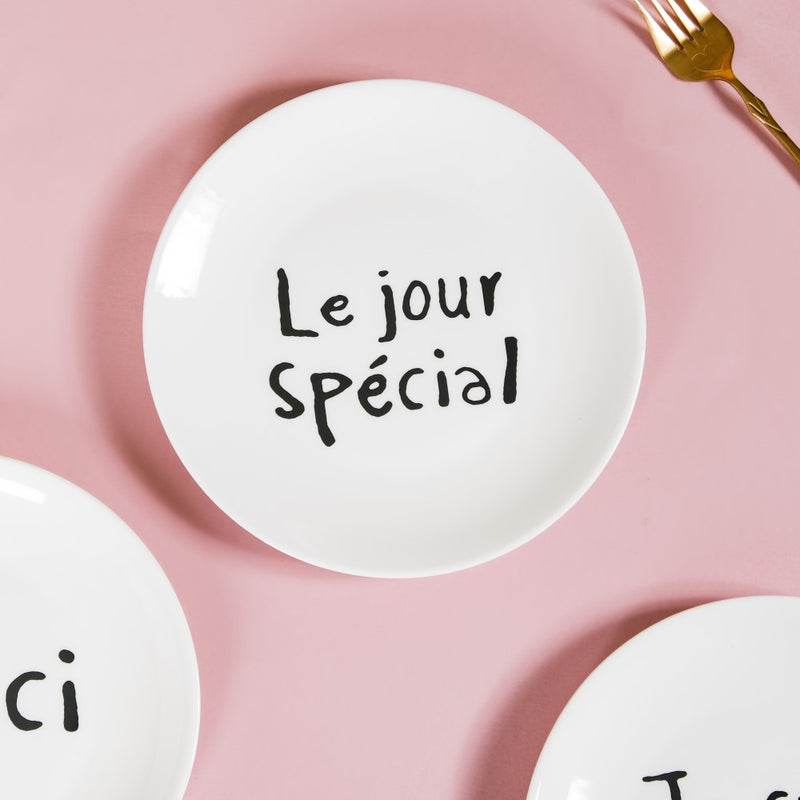 French Plates Set of 4 - Serving plate, snack plate, dessert plate | Plates for dining & home decor