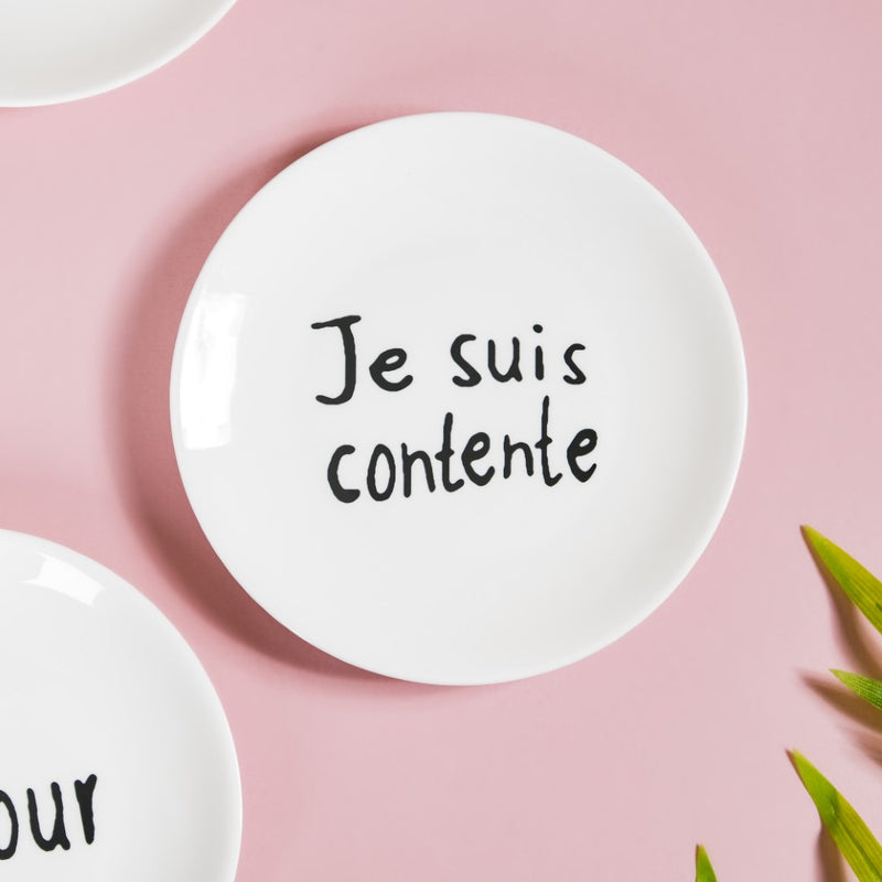 French Plates Set of 4 - Serving plate, snack plate, dessert plate | Plates for dining & home decor