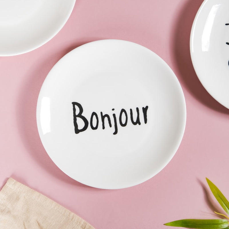 French Plates Set of 4 - Serving plate, snack plate, dessert plate | Plates for dining & home decor