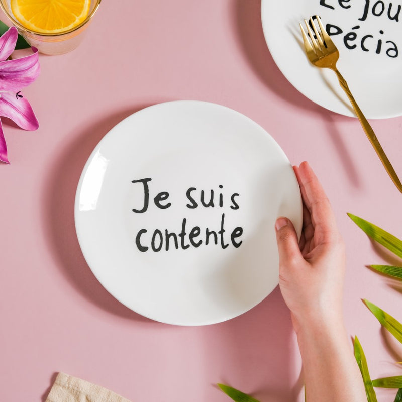 French Plates Set of 4 - Serving plate, snack plate, dessert plate | Plates for dining & home decor