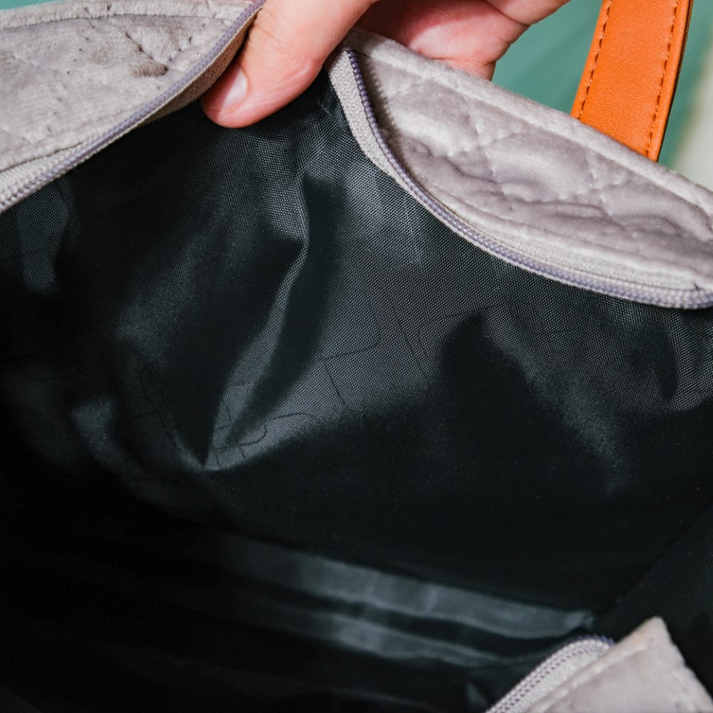 Luxe Velvet Lunch Bag Grey And Brown