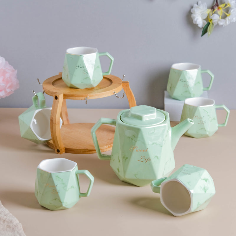 Mint Green Tea Set - Tea cup set, tea set, teapot set | Tea set for Dining Table & Home Decor