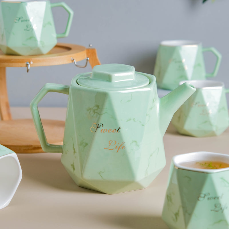 Mint Green Tea Set - Tea cup set, tea set, teapot set | Tea set for Dining Table & Home Decor