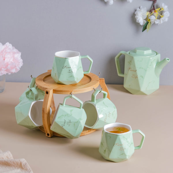 Mint Green Tea Set - Tea cup set, tea set, teapot set | Tea set for Dining Table & Home Decor