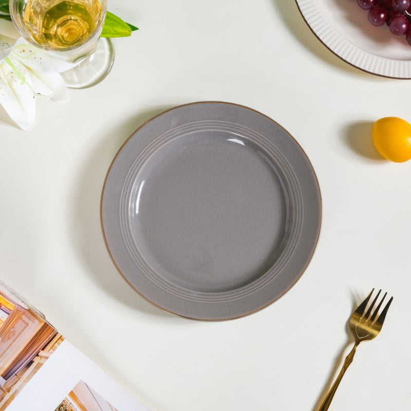 Ceramic Clay Snack Plate Grey 8 Inch - Serving plate, snack plate, dessert plate | Plates for dining & home decor